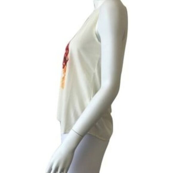 Sleeveless Ivory Tank Top With Cat Print & Red Polka Dot Bow Design - Picture 3 of 4